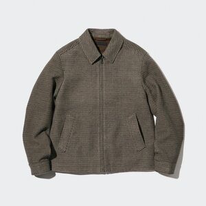 Uniqlo Houndstooth Lightweight Zip Jacket - Brown/Black